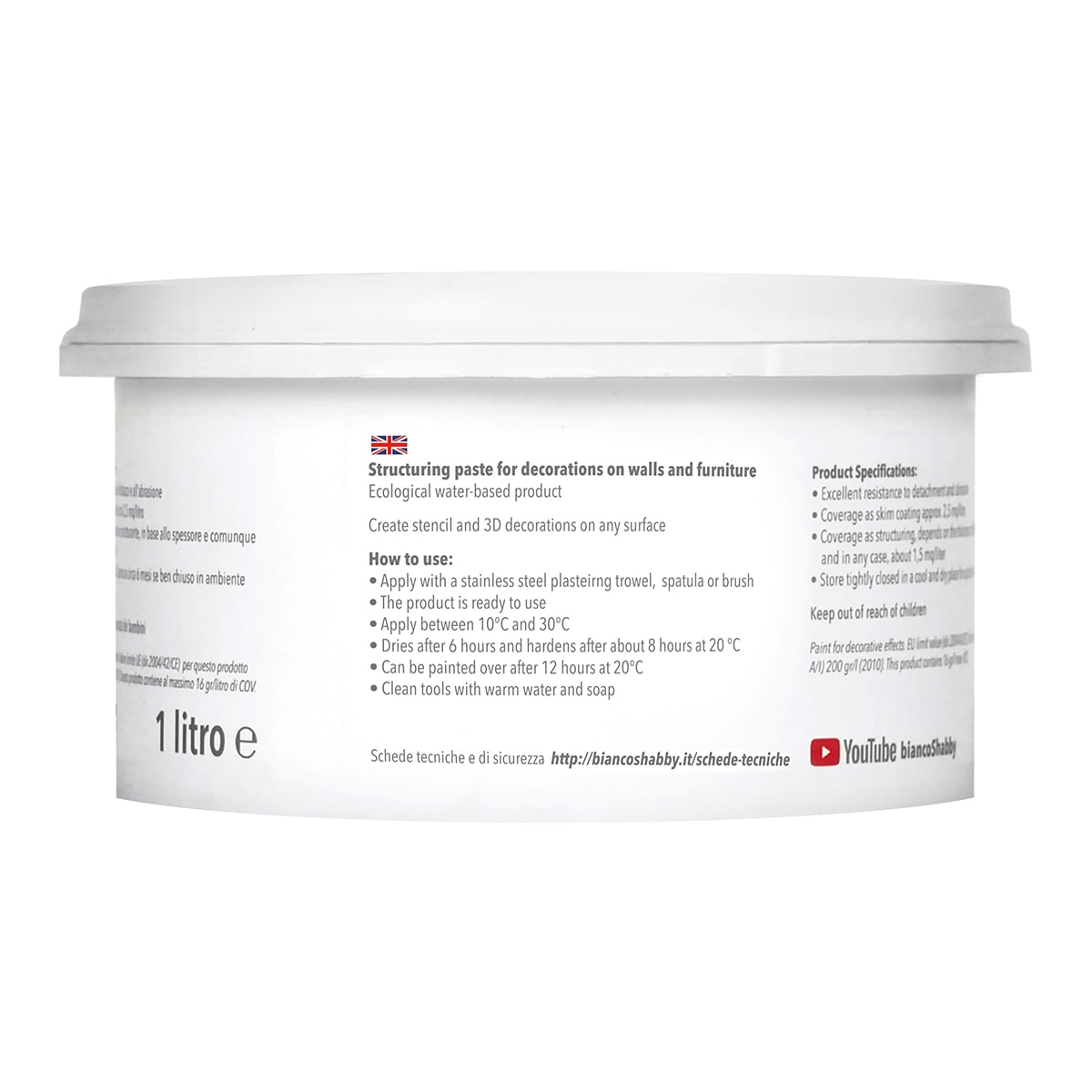 Pasta strutturante per stencil a rilievo e pareti materiche decorative