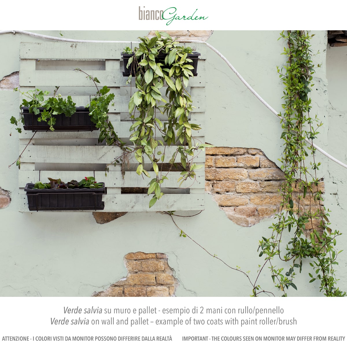 Muro esterno con chalk paint verde salvia