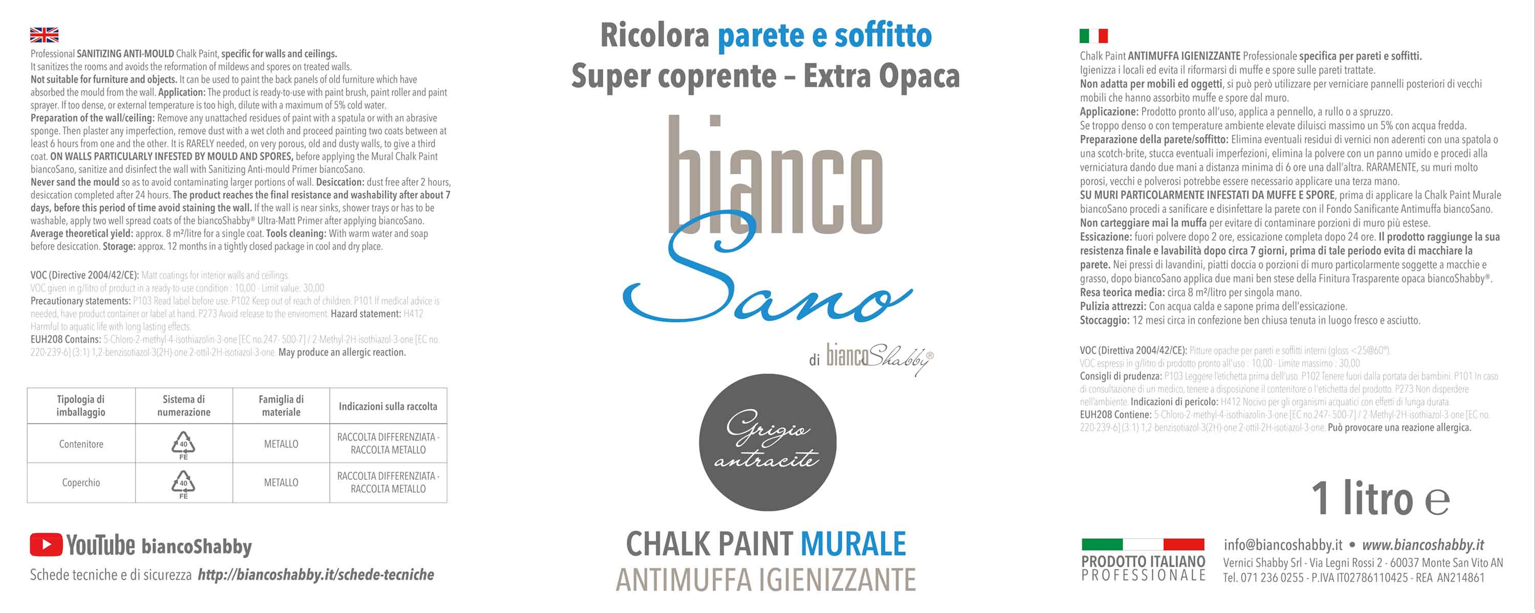 Foto Etichetta Chalk Paint Grigio Antracite